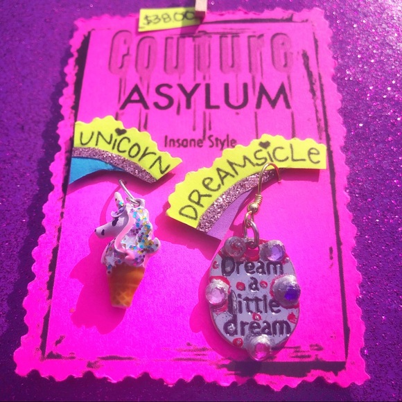 Unicorn Dreamsicle Ice-cream, Dangling Earrings - Picture 5 of 7